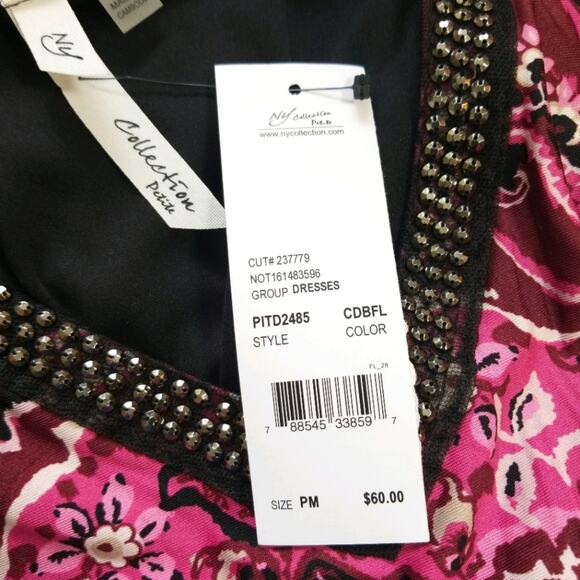 NWT NY Collection paisley Jersey studded dress P M - Picture 12 of 13